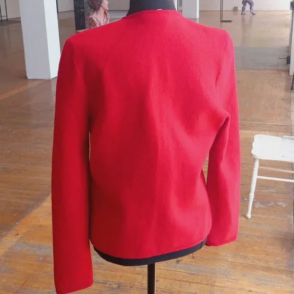 Geiger pure wool made in Austria red button down cardigan - Picture 7 of 8